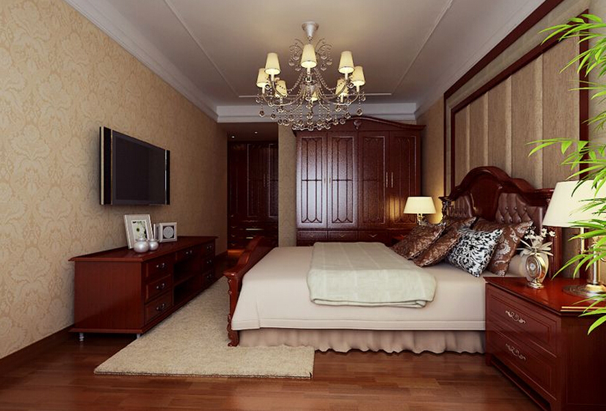 白领 小资 收纳 卧室图片来自山西东唐装饰公司在大户型装修效果图-新中式风格的分享
