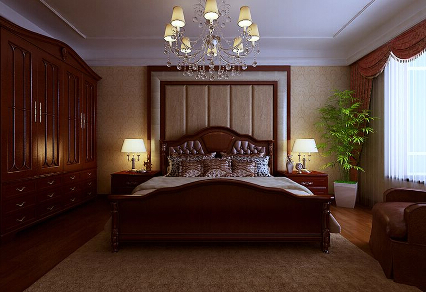 白领 小资 收纳 卧室图片来自山西东唐装饰公司在大户型装修效果图-新中式风格的分享
