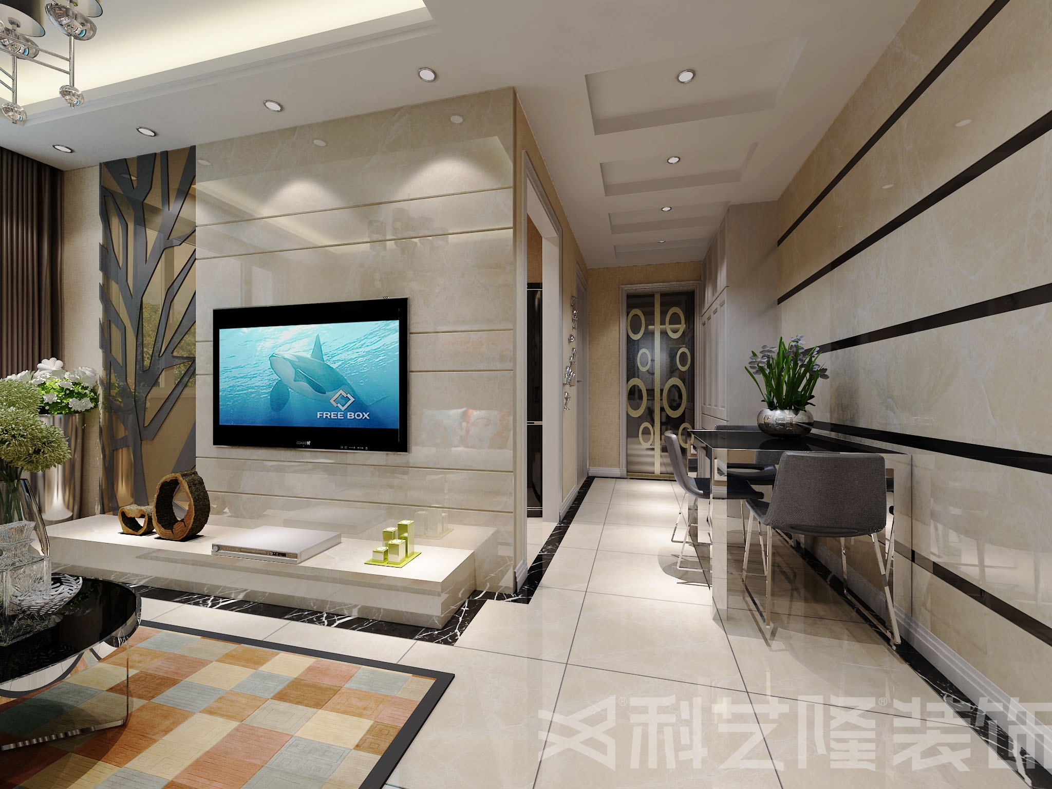 客厅图片来自天津科艺隆装饰在府上和平-现代简约风格-61㎡的分享