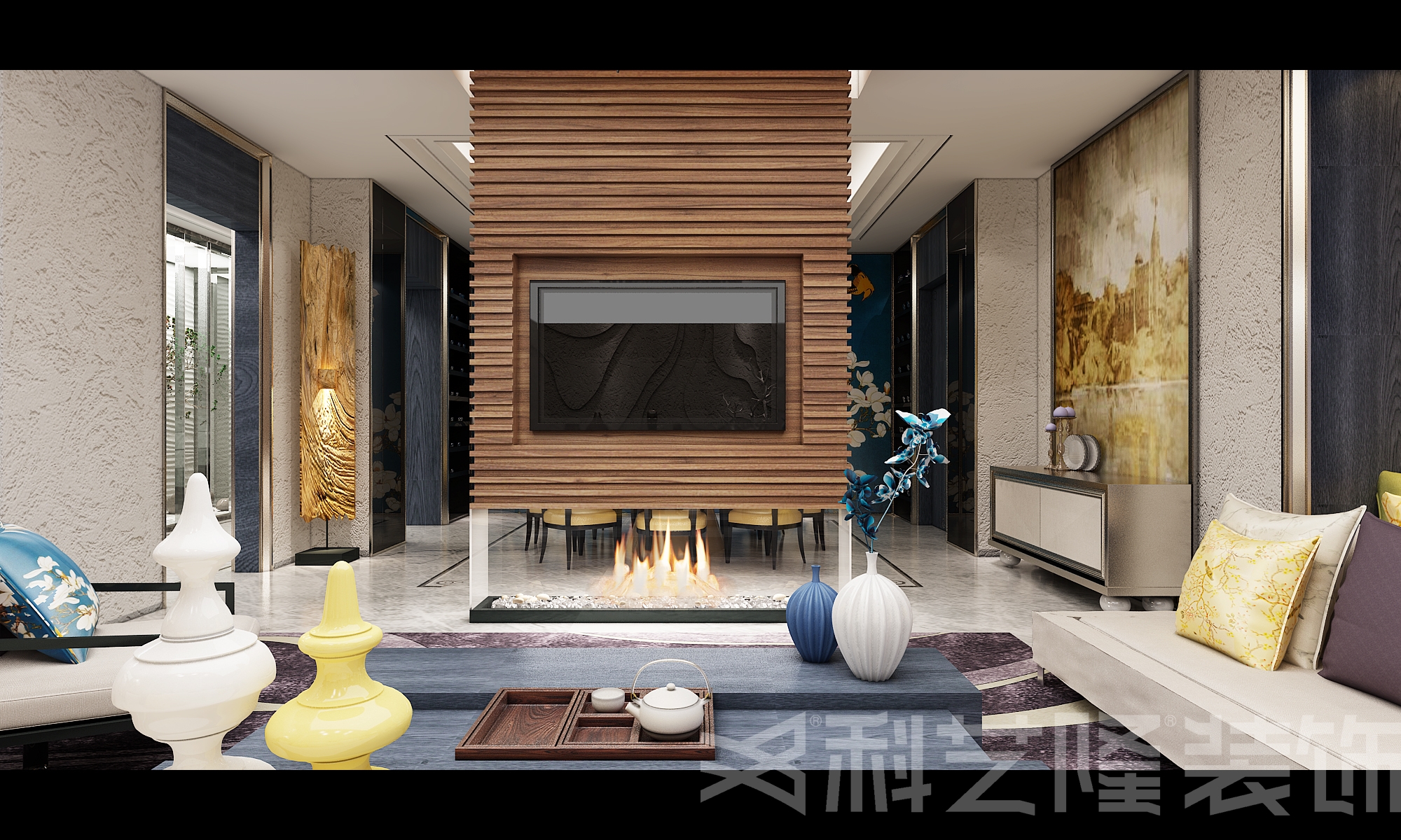 客厅图片来自天津科艺隆装饰在中信珺台-现代中式风格-370㎡的分享