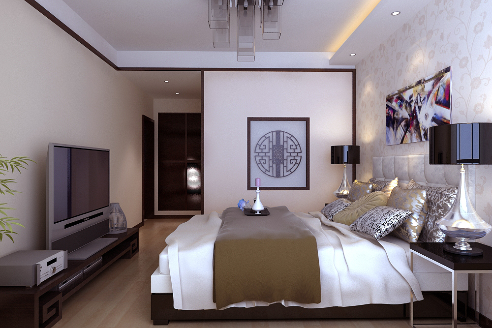 新中式风格 两居 装修 九龙城 卧室图片来自夏曼在新中式风格装修 九龙城 两居的分享