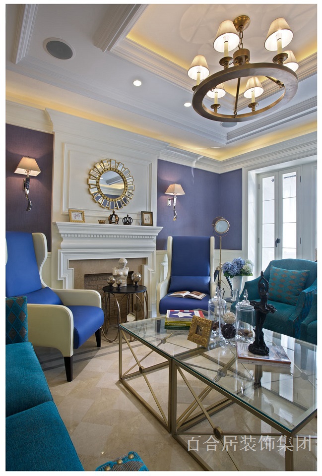 简约 欧式 田园 混搭 客厅图片来自百合居装饰集团在蓝调优雅的分享