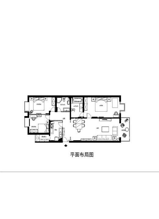 三居 新中式 别墅 旧房改造 户型图图片来自xushuguang1983在远洋德邑161平米老房焕然一新的分享