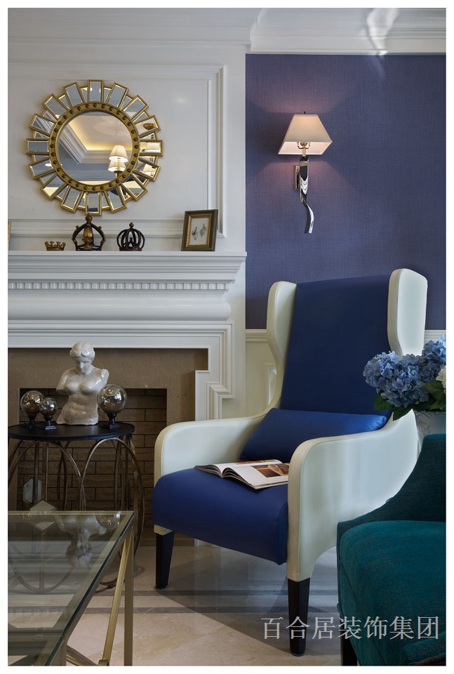 简约 欧式 田园 混搭 客厅图片来自百合居装饰集团在蓝调优雅的分享
