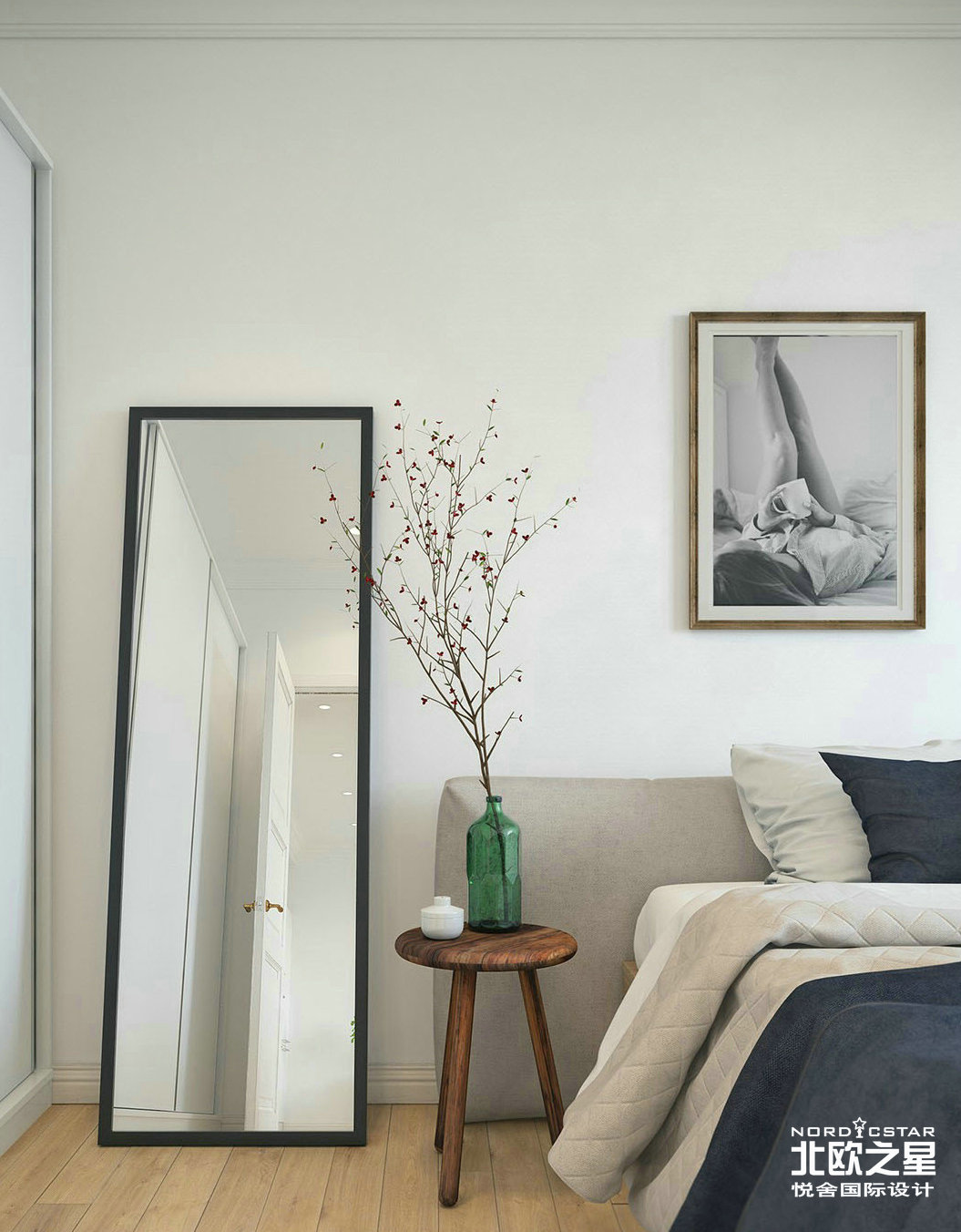 简约 欧式 田园 混搭 二居 旧房改造 80后 卧室图片来自Una在锦年素扎-北欧简约风格的分享