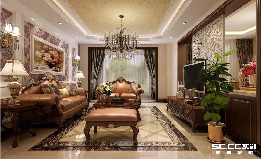 欧式 三居 中海万锦城 客厅图片来自实创装饰上海公司在奢华沉稳打造成功人士之家的分享