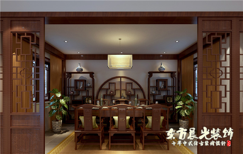 四合院 会所 中式 设计 古典 优美 餐厅图片来自北京东方晨光装饰公司在优美四合院会所设计图的分享