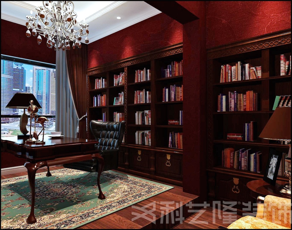 书房图片来自天津科艺隆装饰在复地温莎堡-简欧风格-260㎡的分享
