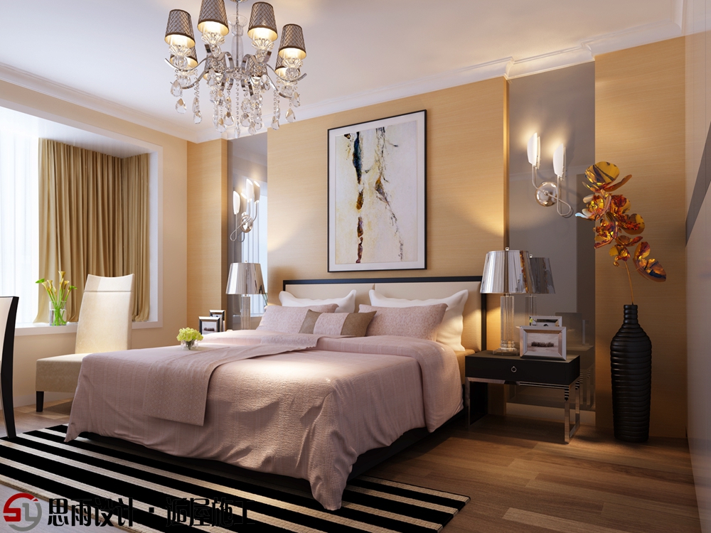 简约 二居 欧式 卧室图片来自思雨易居设计-包国俊在《皓月如镜》130平三居简约风的分享