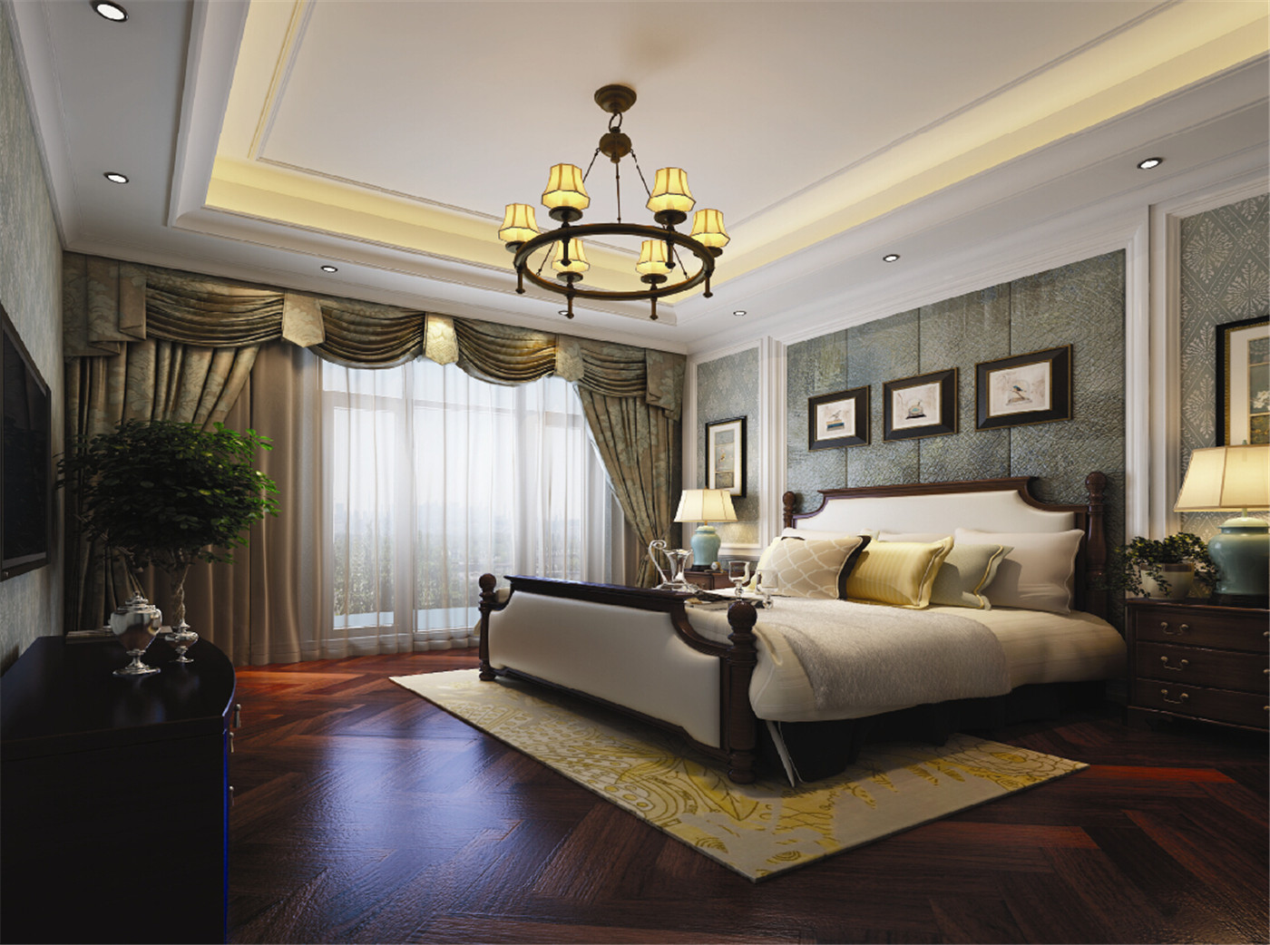 上海假日 别墅装修 别墅设计 欧美风格 腾龙设计 卧室图片来自腾龙设计在上海假日别墅装修简美风格设计的分享
