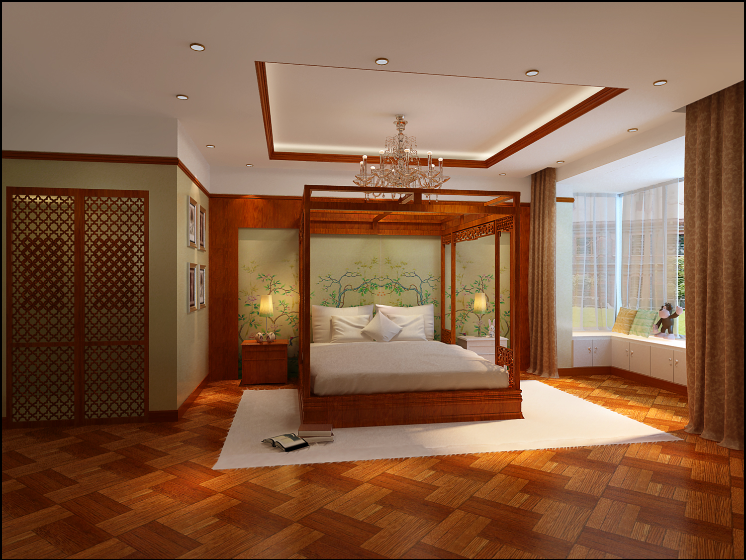 新中式 原创国际 品质墅装 全案设计 卧室图片来自原创国际别墅装饰在碧水庄园（Cjh）的分享