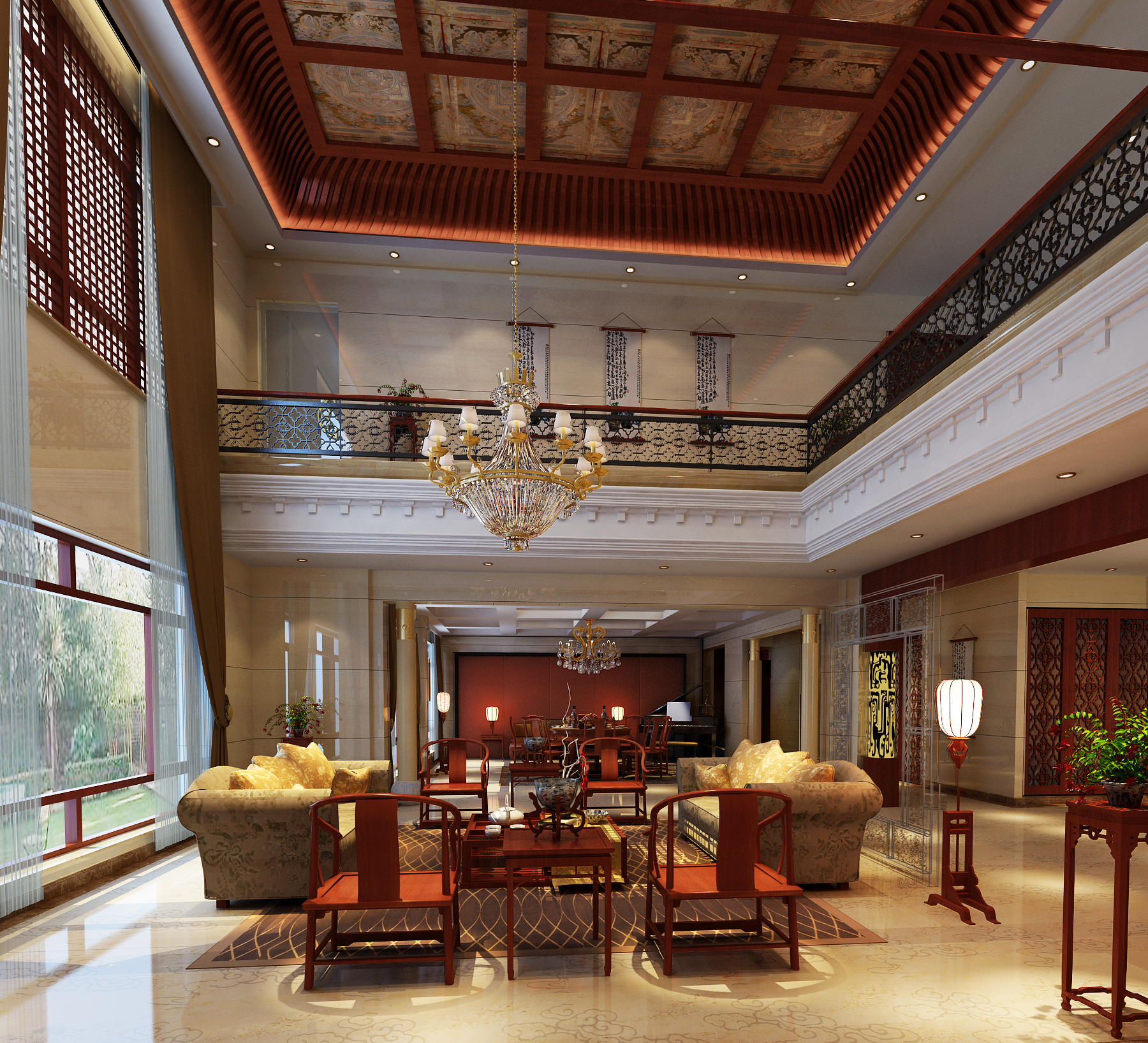 新中式 原创国际 品质墅装 全案设计 客厅图片来自原创国际别墅装饰在碧水庄园（Cjh）的分享