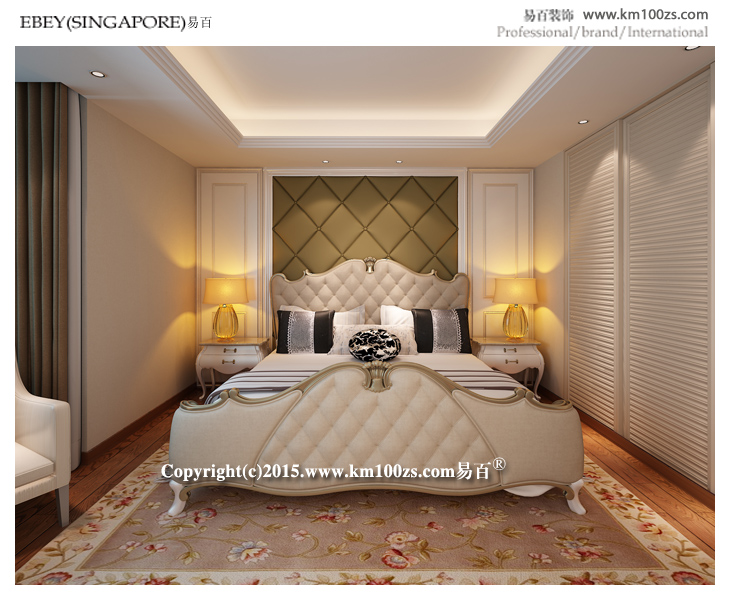 欧式 简约 卧室图片来自昆明易百装饰-km100zs在圣世一品70平米简欧风格的分享