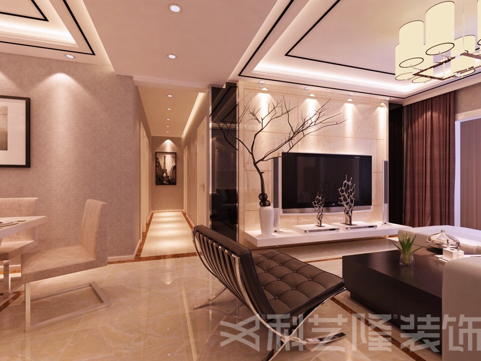 客厅图片来自天津科艺隆装饰在海河大观-现代风格-160㎡的分享
