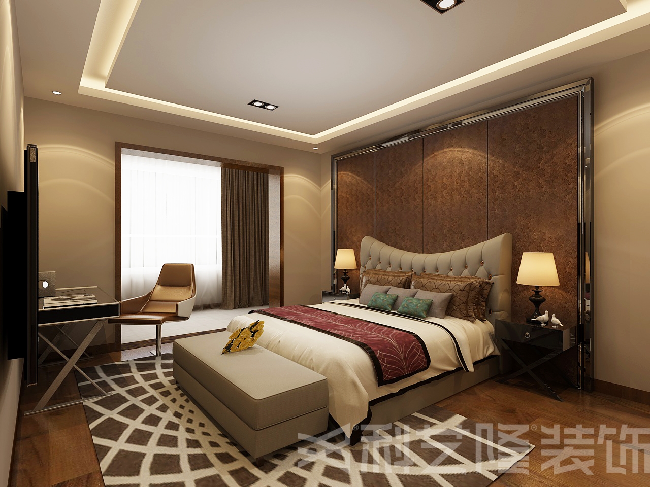 卧室图片来自天津科艺隆装饰在复地温莎堡-现代风格-200㎡的分享