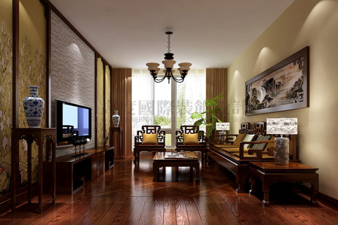 简约 中式 三居 平层 客厅图片来自高度国际装饰宋增会在中景江山赋200平米简中式的分享