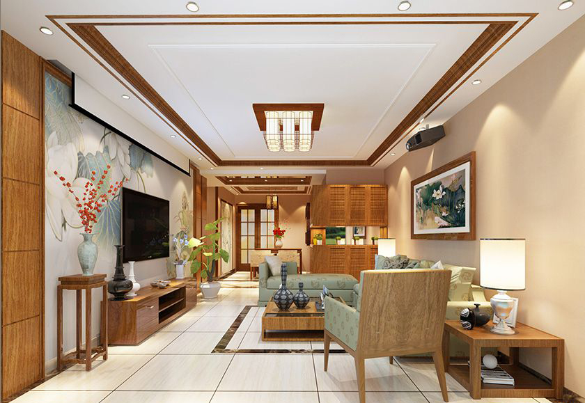 简约 中式 三居 白领 收纳 80后 小资 客厅图片来自实创装饰百灵在中式风格 160㎡装修设计的分享