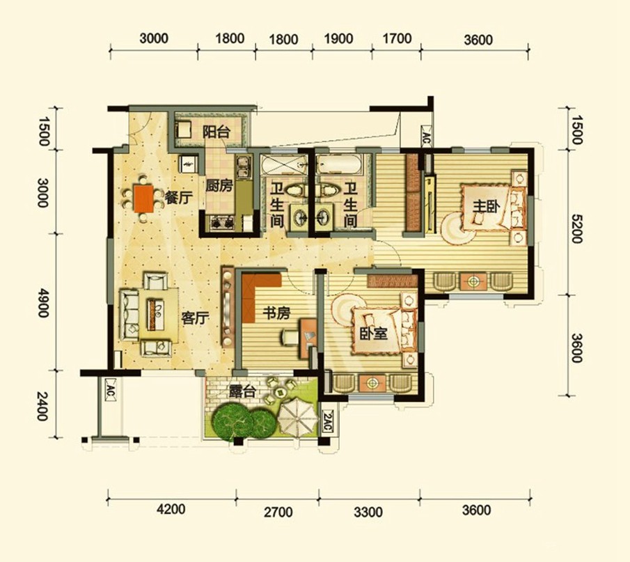 三居 田园 户型图图片来自四川建拓建筑装饰工程有限公司在龙城国际的分享
