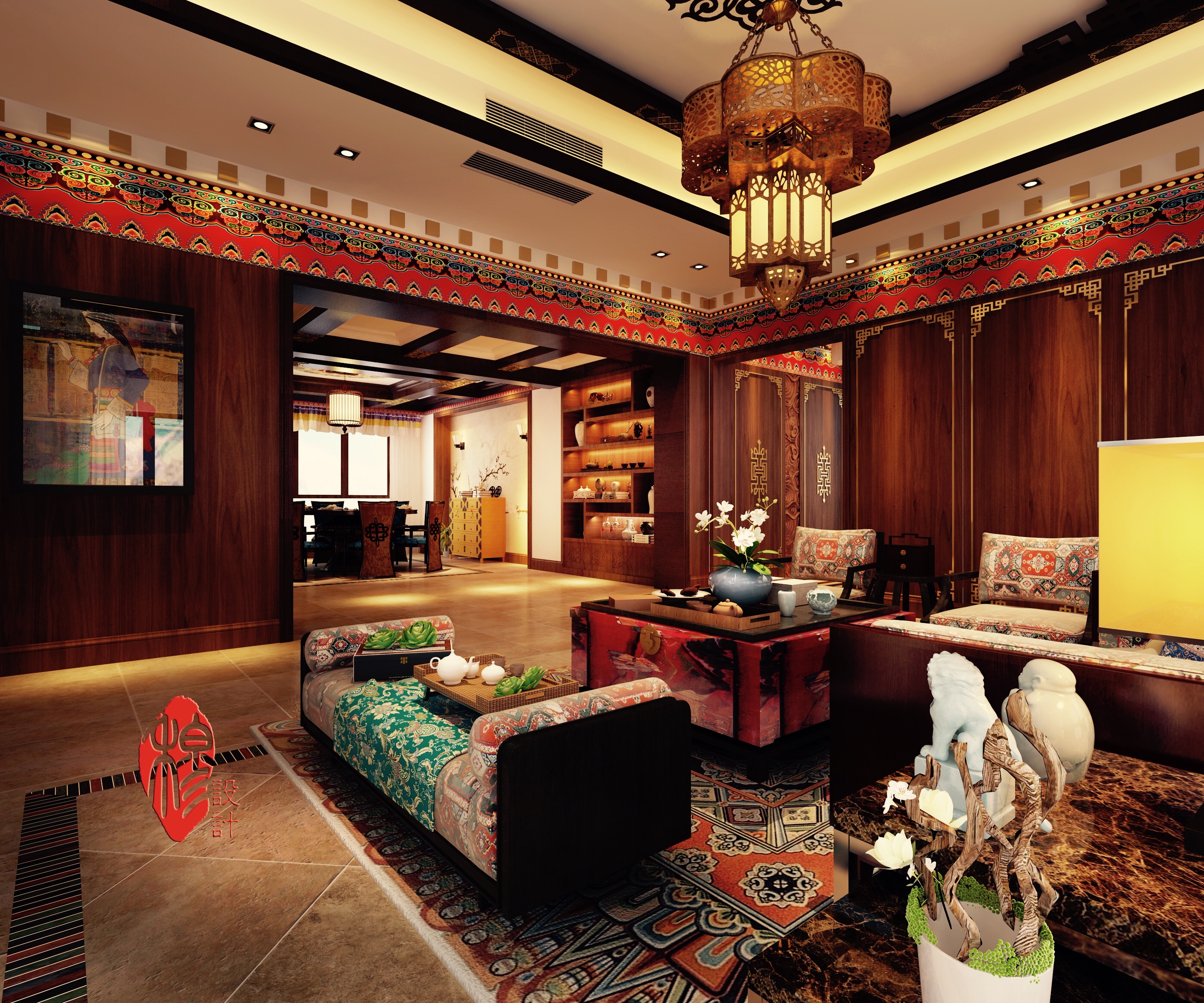 装修 古典 新中式× 客厅图片来自美家堂装饰小刘在新中式混搭新藏式