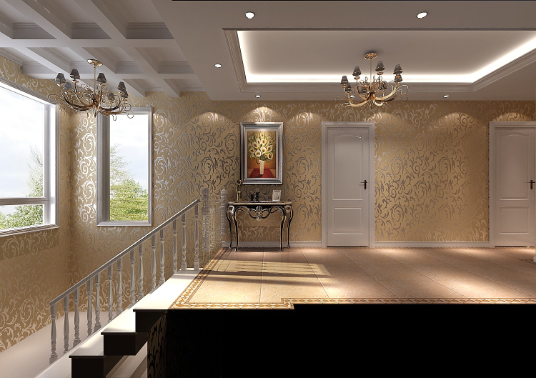 欧式 三居 地上一层地 楼梯图片来自高度国际装饰宋增会在顺鑫花语城166平米欧式风格的分享