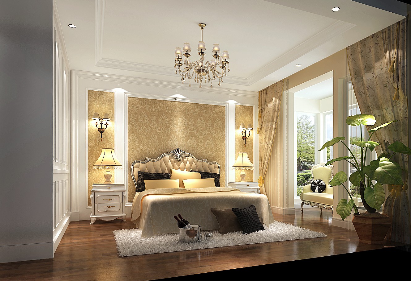 二居 公寓 平层 卧室图片来自高度国际装饰宋增会在玺萌公馆121平米欧式的分享