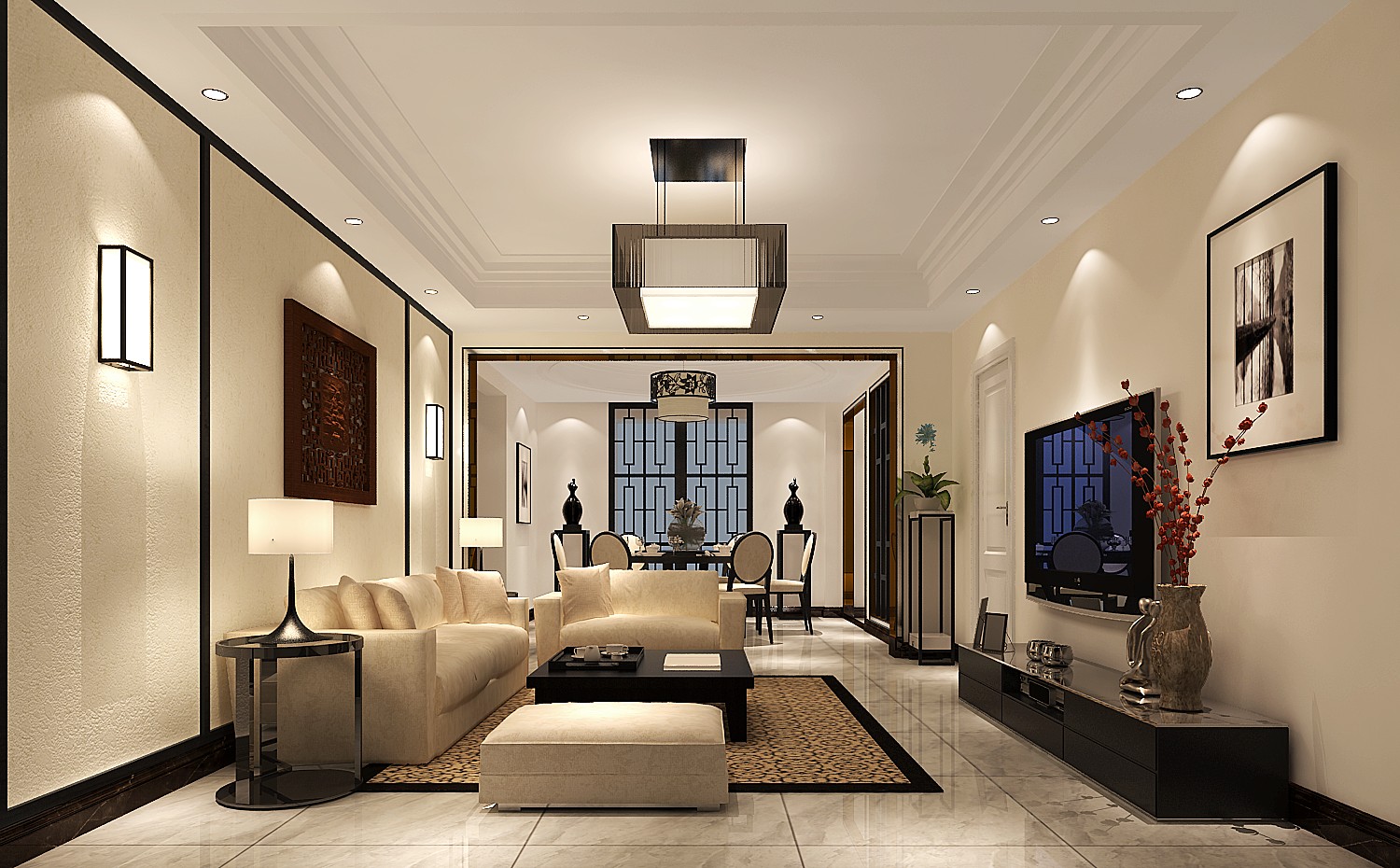 三居 现代 简约 平层 客厅图片来自高度国际装饰宋增会在中信新城140平米现代简约的分享