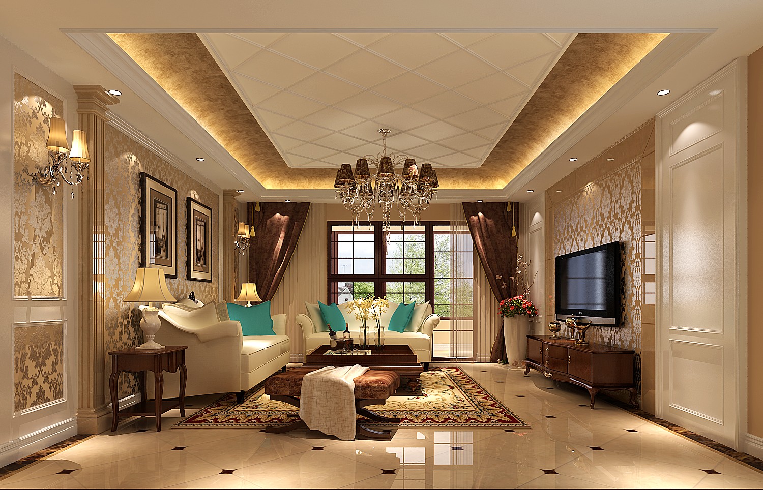 五居 欧式 花园洋房 客厅图片来自高度国际装饰宋增会在金融街金色漫香苑190平米欧式的分享