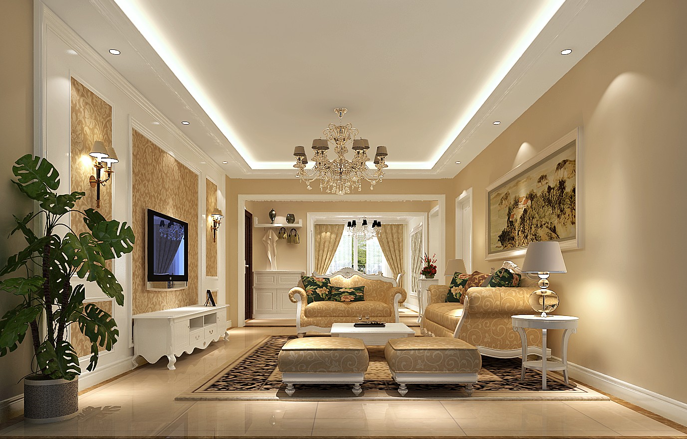 二居 公寓 平层 客厅图片来自高度国际装饰宋增会在玺萌公馆121平米欧式的分享
