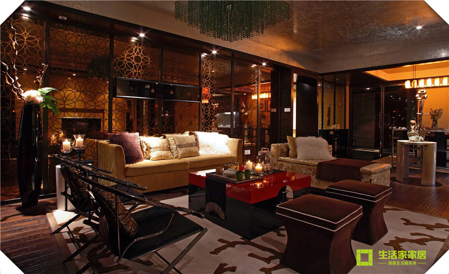 客厅图片来自天津生活家健康整体家装在南益名士华庭，新中式风格！的分享