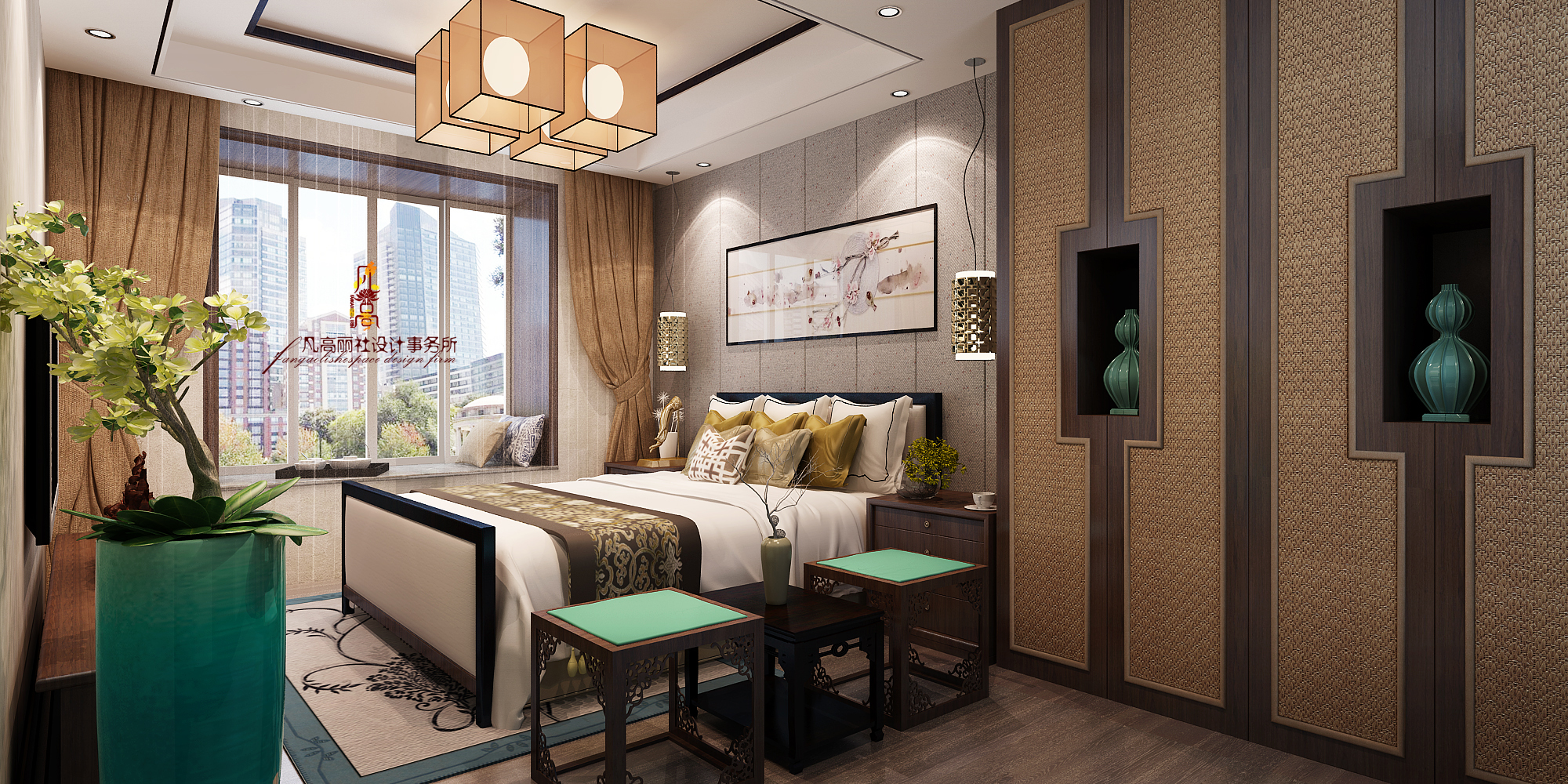 卧室图片来自天津凡高丽社空间设计事务所在禅意雅居的分享