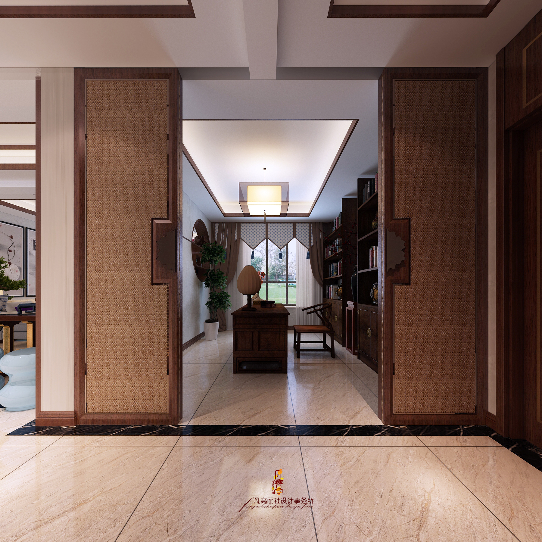 书房图片来自天津凡高丽社空间设计事务所在禅意雅居的分享