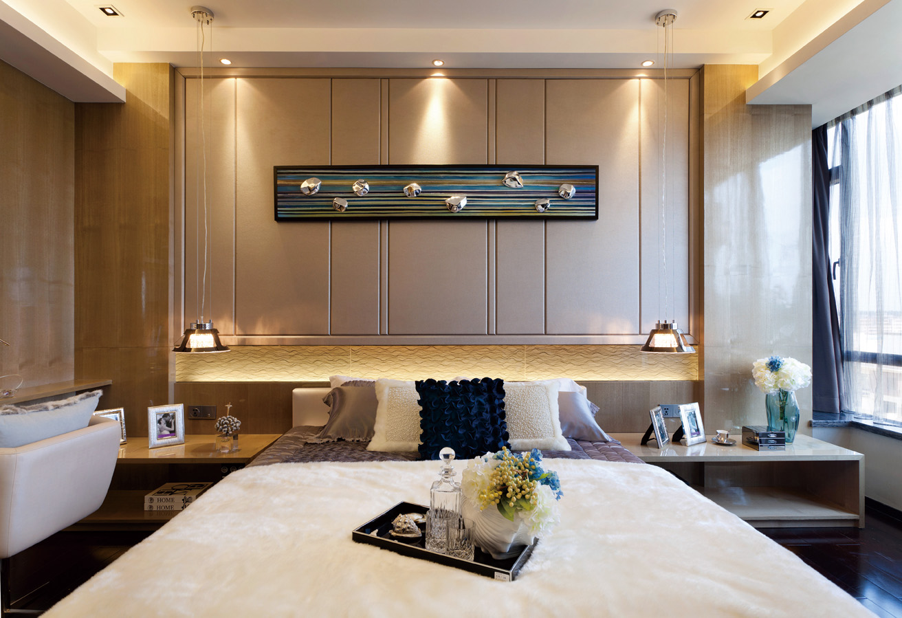 简约 现代 公寓 卧室图片来自紫禁尚品国际装饰小孔在现代简约亦庄金茂悦案例的分享