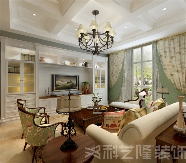 客厅图片来自天津科艺隆装饰在中信公园城-美式乡村风格-195㎡的分享
