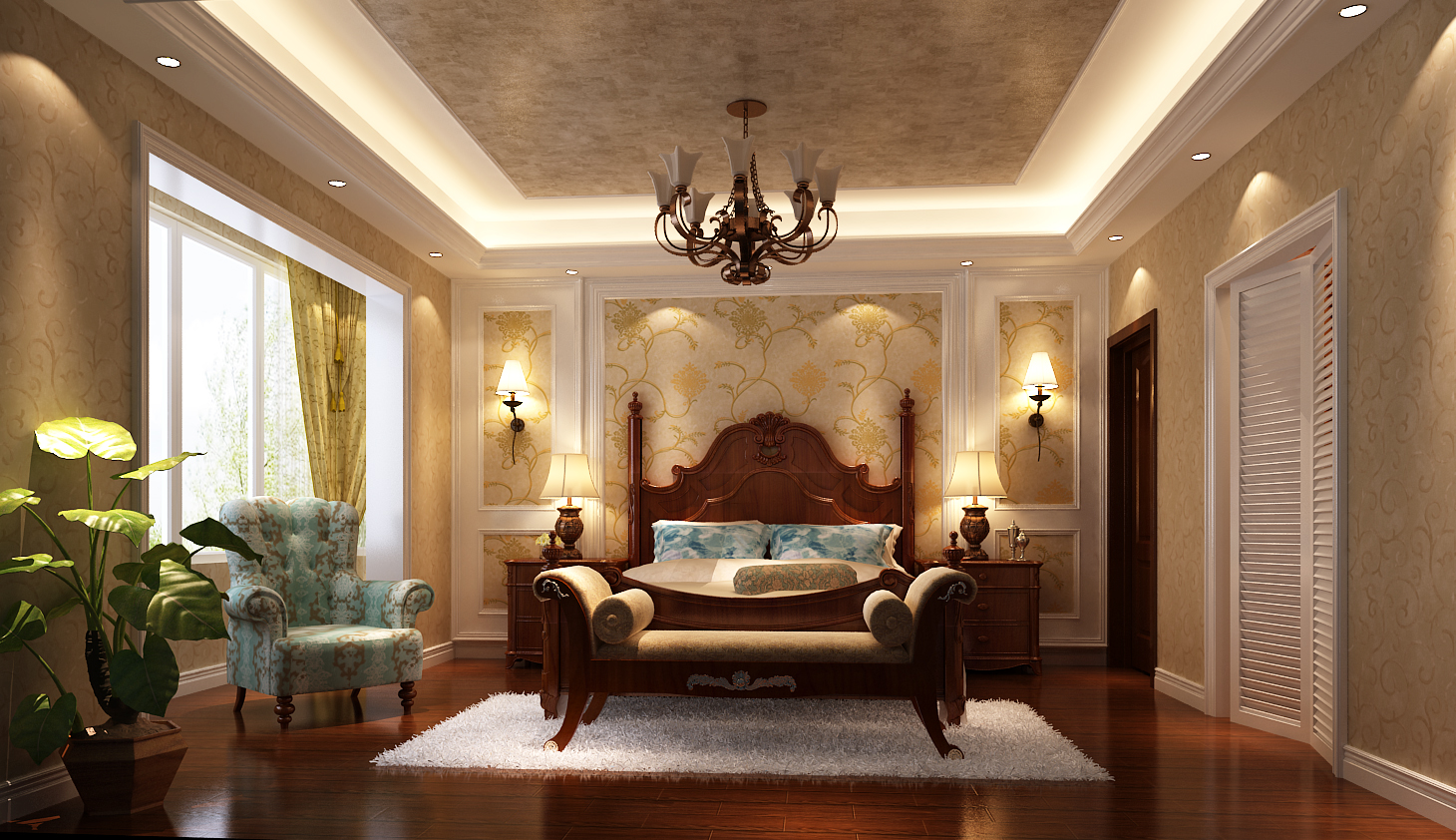 五居 跃层 美式 卧室图片来自高度国际装饰宋增会在中景江山赋 200平米美式风格的分享