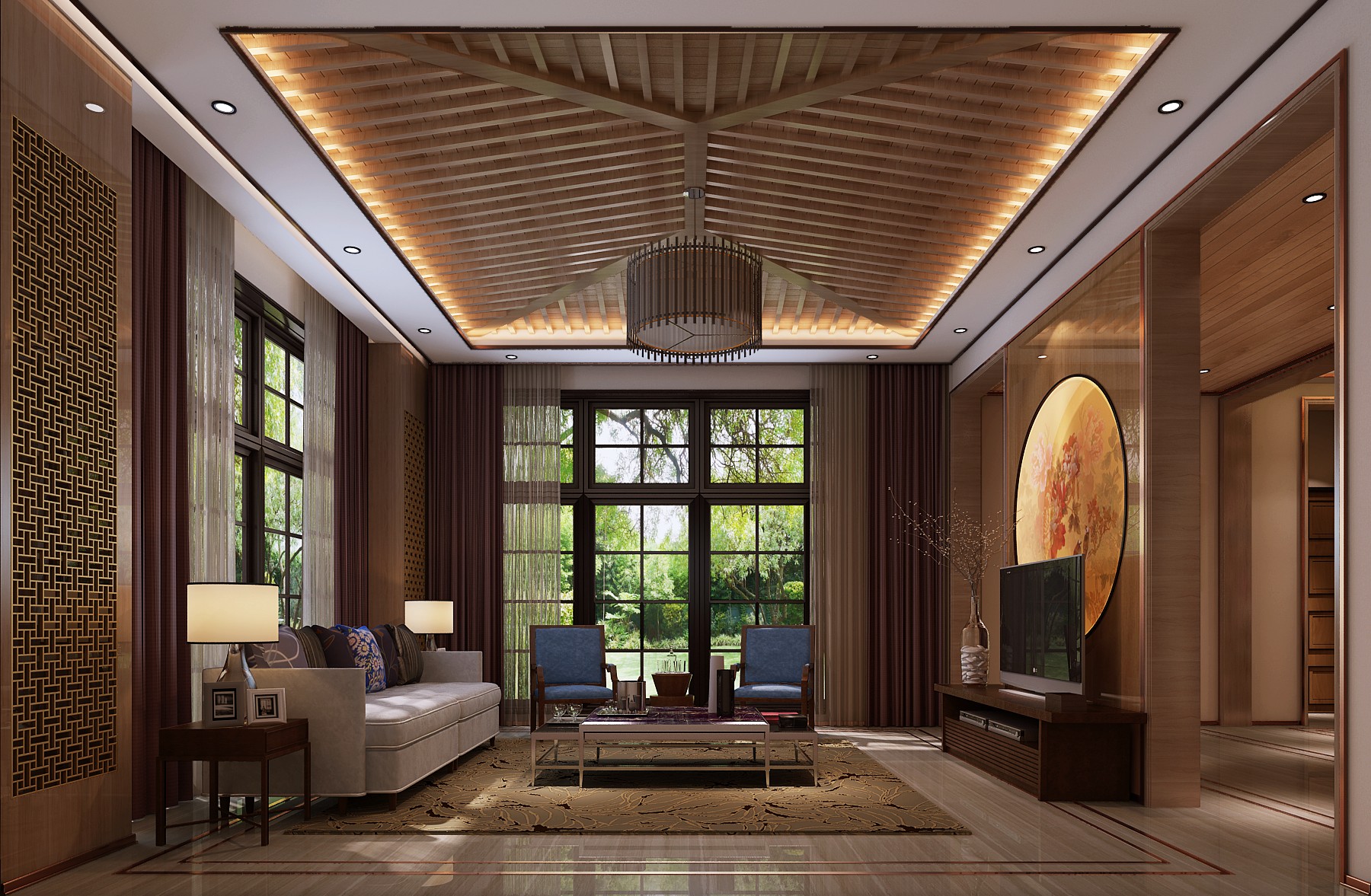 独栋 别墅 六居 客厅图片来自高度国际装饰宋增会在北京院子1064平米中式风格的分享
