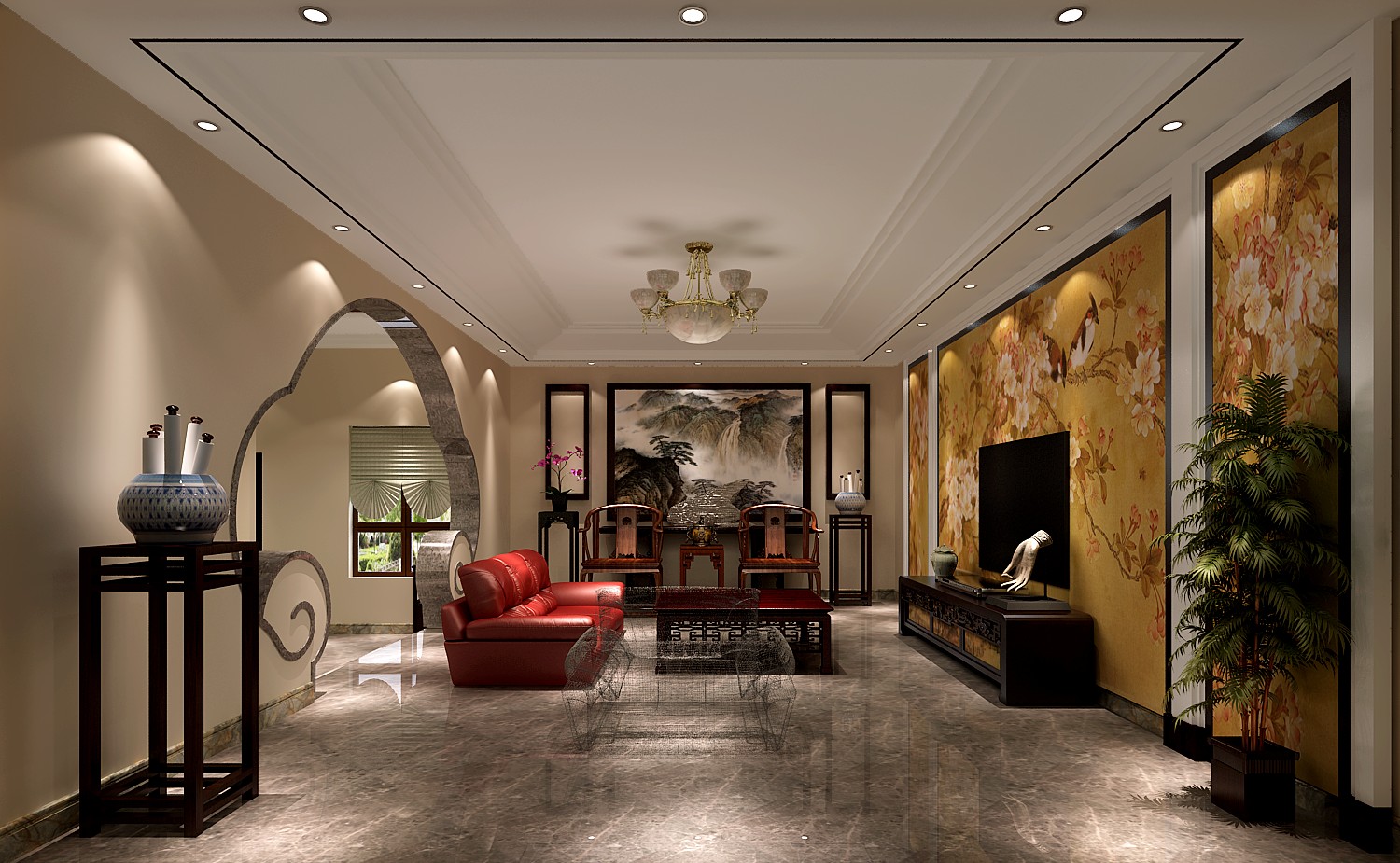 公寓 四合院 三居 客厅图片来自高度国际装饰宋增会在四合院506平米中式风格的分享