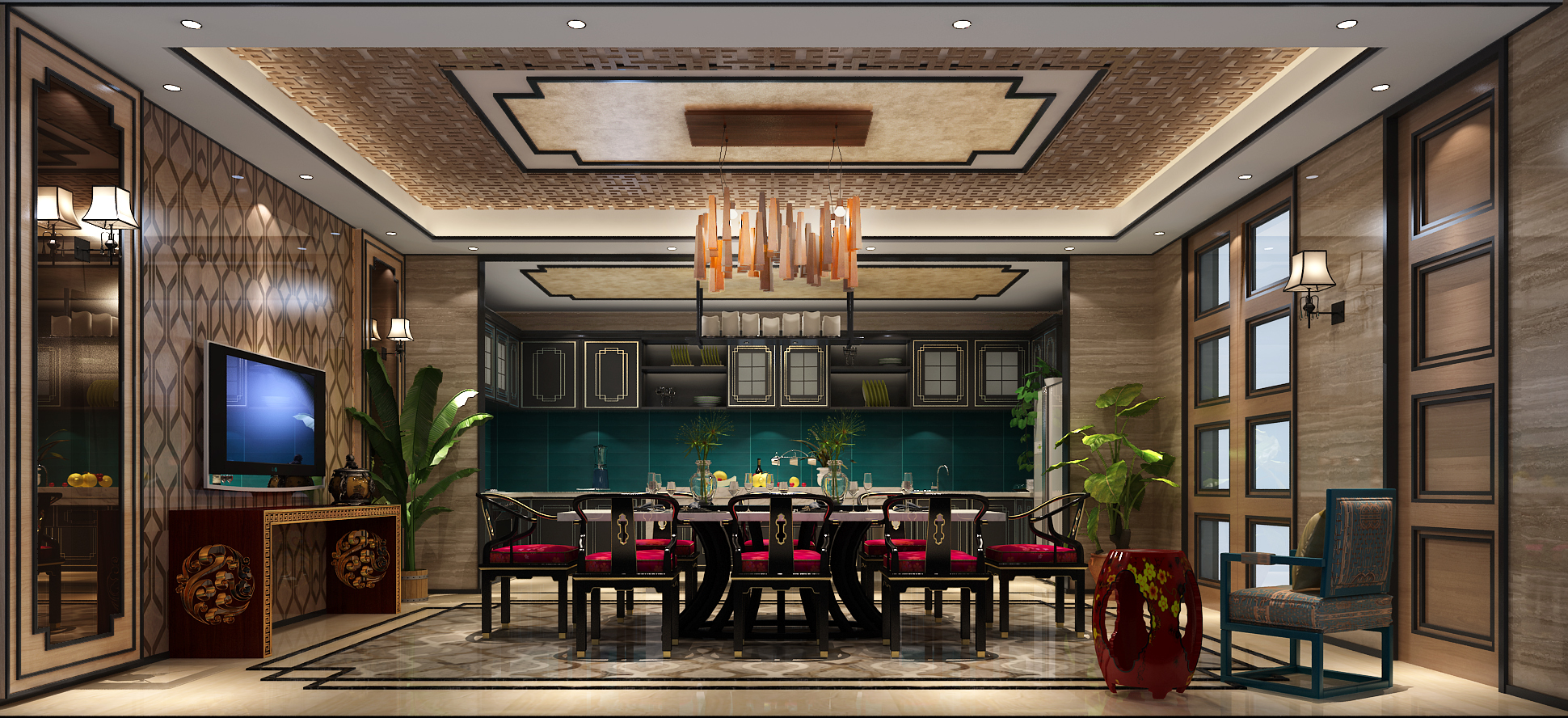 现代 别墅 收纳 奢华 文雅 餐厅图片来自北京高度国际---小吴在千平观唐现代风的分享