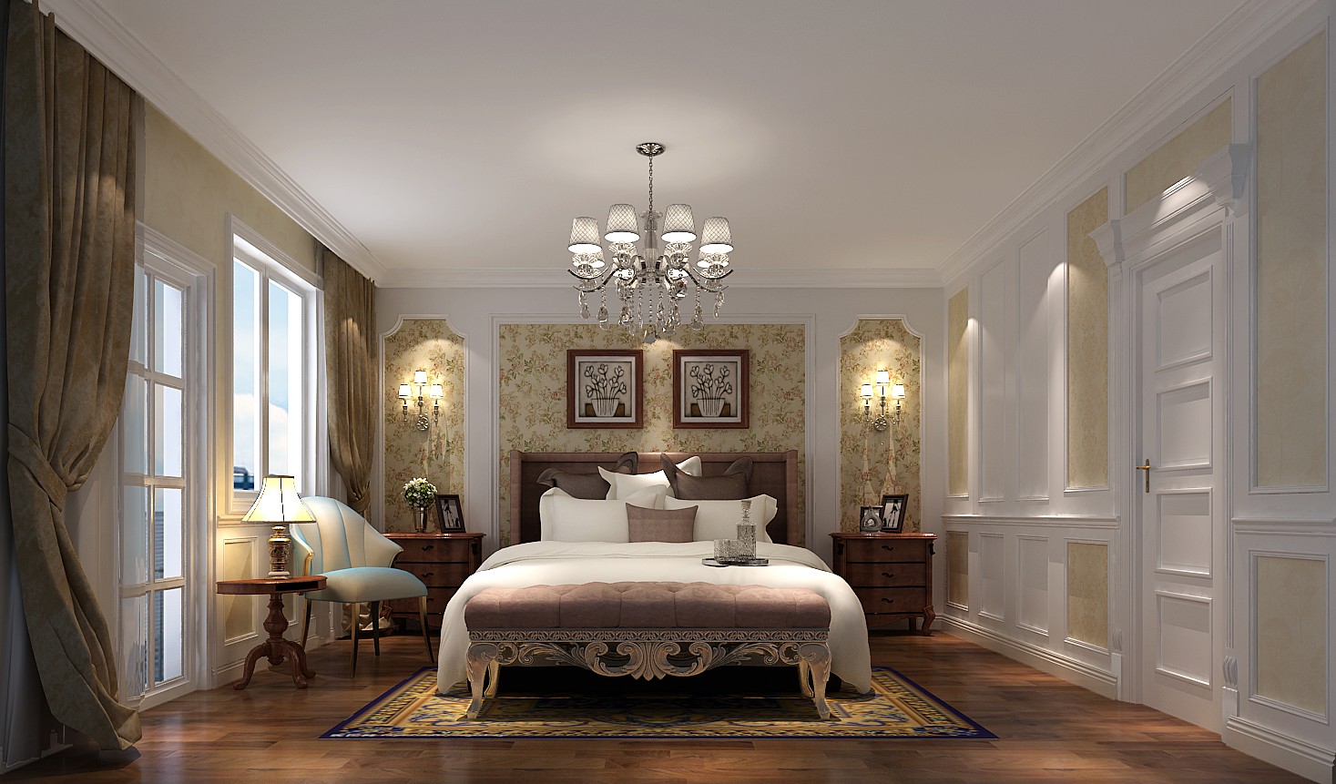 四居 联排 别墅 卧室图片来自高度国际装饰宋增会在潮白河孔雀城334平米欧式风格的分享