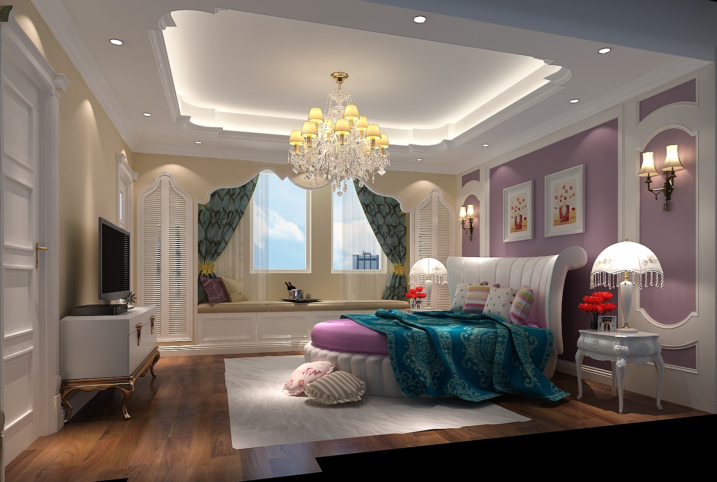 四居 联排 别墅 卧室图片来自高度国际装饰宋增会在潮白河孔雀城334平米欧式风格的分享