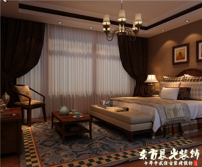 别墅 四合院 中式 室内 卧室图片来自北京东方晨光装饰公司在四合院别墅装修室内设计的分享