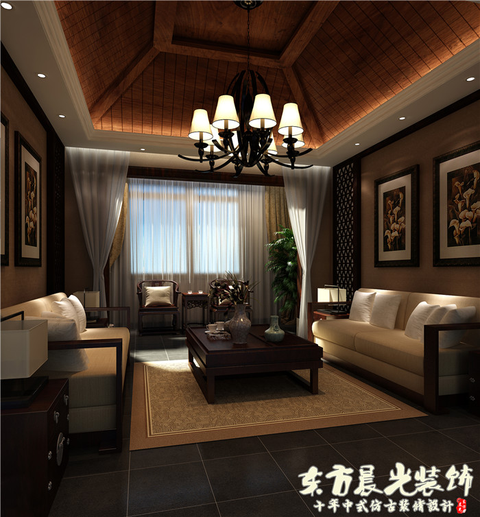 酒店 会所 四合院 中式 室内 客厅图片来自北京东方晨光装饰公司在四合院酒店会所装修设计的分享