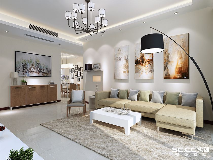 简约 三居 金地自在城 客厅图片来自实创装饰上海公司在140平三居现代简约风格装修设计的分享