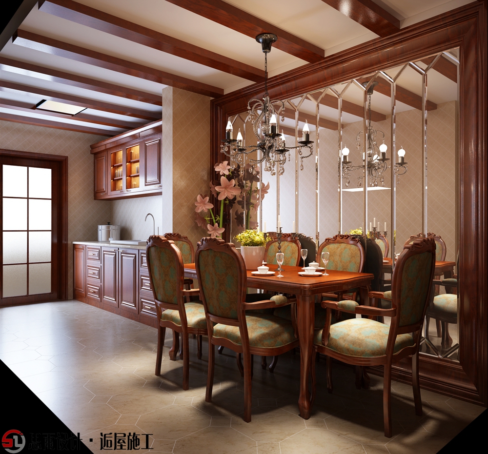 北京二手房 北京老房装 北京别墅装 餐厅图片来自思雨易居设计-包国俊在《华灯初上》北京4居室美式古典的分享