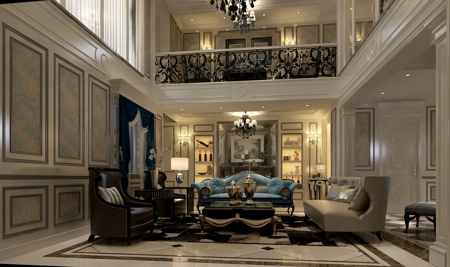 客厅图片来自高度国际装饰宋增会在长阳半岛别墅256平米欧式的分享