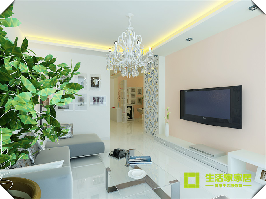 客厅图片来自天津生活家健康整体家装在保利上河雅颂，现代简约风格！的分享