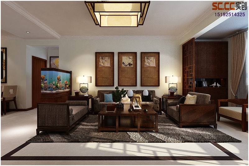 三居 中式 实创 装饰 装修 客厅图片来自快乐彩在三居室精装修普吉新区中式实创的分享