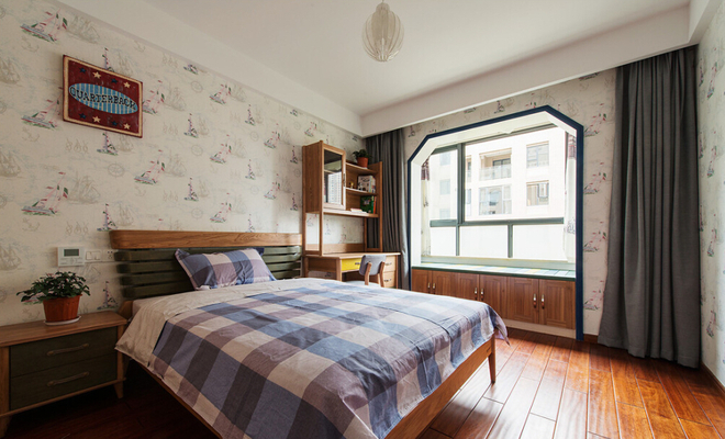 三居 混搭 80后 旧房改造 新中式 卧室图片来自上海实创-装修设计效果图在澄静的色彩空间不一样的新中式的分享