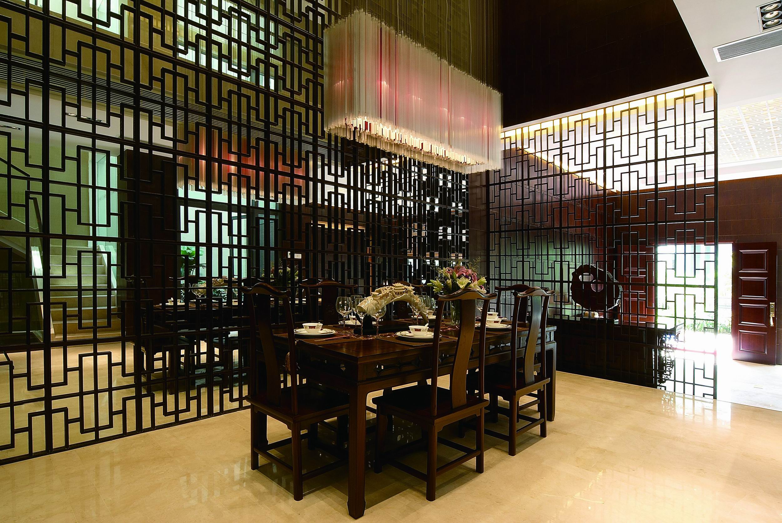 公寓 中式 餐厅图片来自紫禁尚品国际装饰小孔在中式华银天鹅湖案例的分享