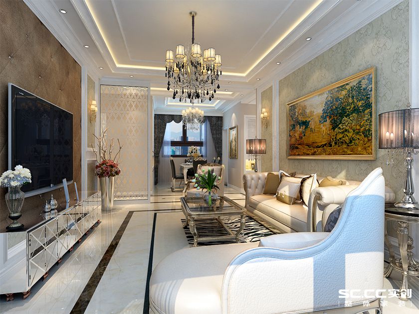 客厅图片来自实创装饰上海公司在简欧风格西班牙名苑三居装修设计的分享