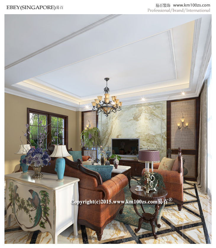 客厅图片来自昆明易百装饰-km100zs在世林国际340平米现代美式风格的分享